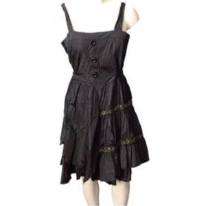 Pretty Angel Sz S Blue Gray Linen Blend Lace up Back Tunic Dress